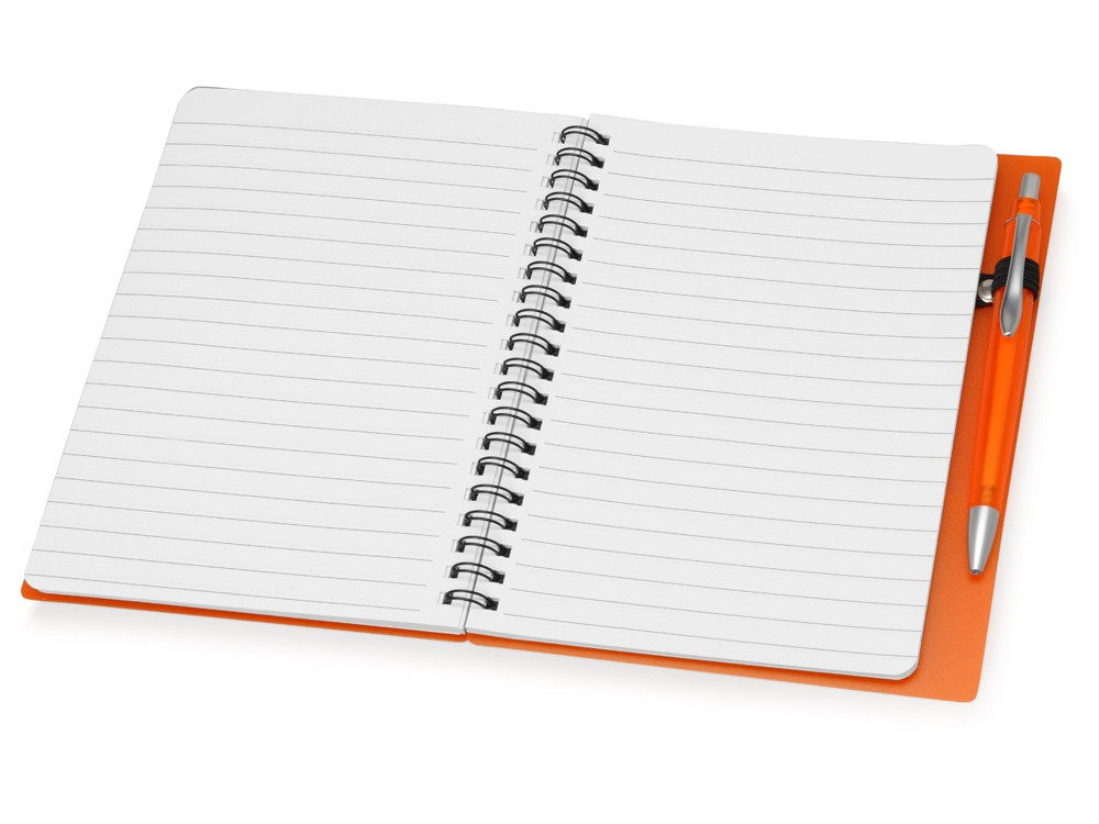 Блокнот "Контакт" с ручкой, оранжевый