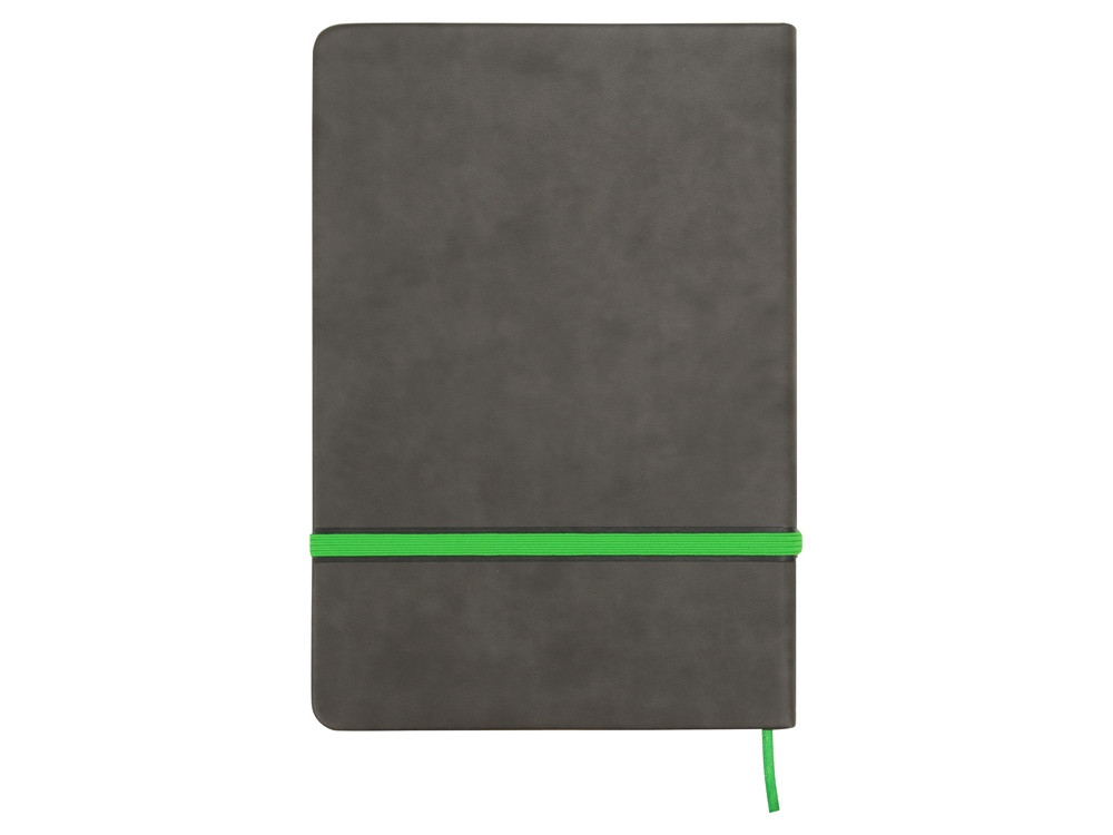 Блокнот «Color» линованный А5 в твердой обложке с резинкой, серый/зеленое яблоко