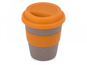 Стакан с силиконовой крышкой "Café", оранжевый
