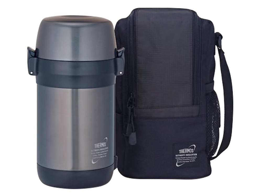 Термос из нерж.стали с пластиковыми контейнерами и ложкой тм THERMOS JLS-1601 Food 1.6L, серый