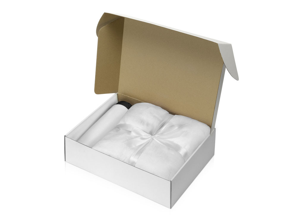 Подарочный набор с пледом, термокружкой "Dreamy hygge", белый