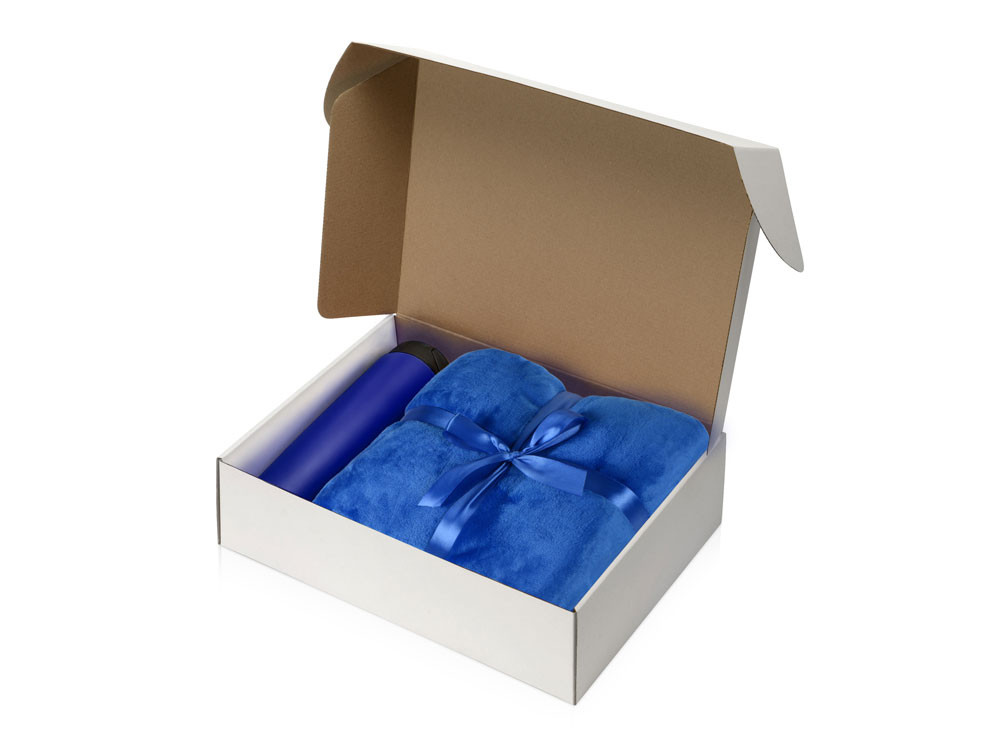 Подарочный набор с пледом, термокружкой "Dreamy hygge", синий