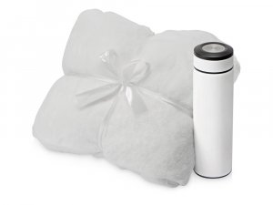 Подарочный набор с пледом, термосом "Cozy hygge", белый