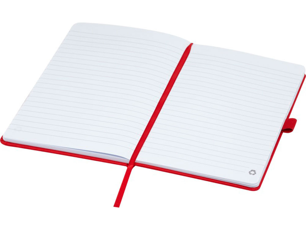 Блокнот Honua форматом A5 из переработанной бумаги с обложкой из переработанного ПЭТ, красный
