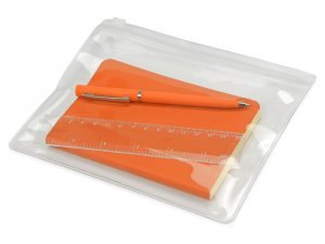 Набор канцелярский "Softy": блокнот, линейка, ручка, пенал, оранжевый