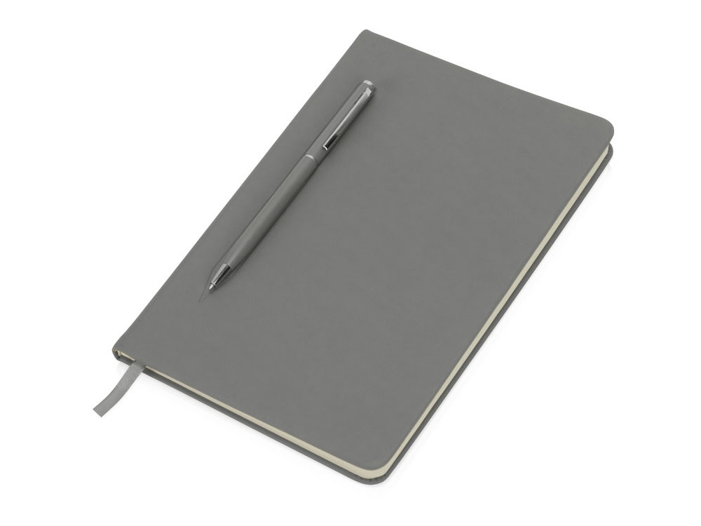 Блокнот А5 "Magnet" 14,3*21 с магнитным держателем для ручки, серый