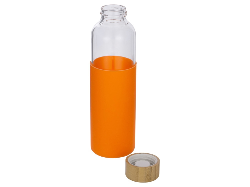 Бутылка для воды стеклянная "Refine", в чехле, 550 мл, оранжевый