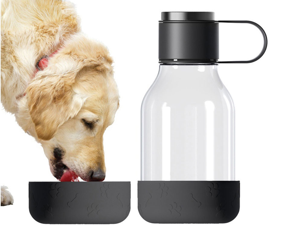 Бутылка для воды 2-в-1 «Dog Bowl Bottle» со съемной миской для питомцев, 1500 мл, черный